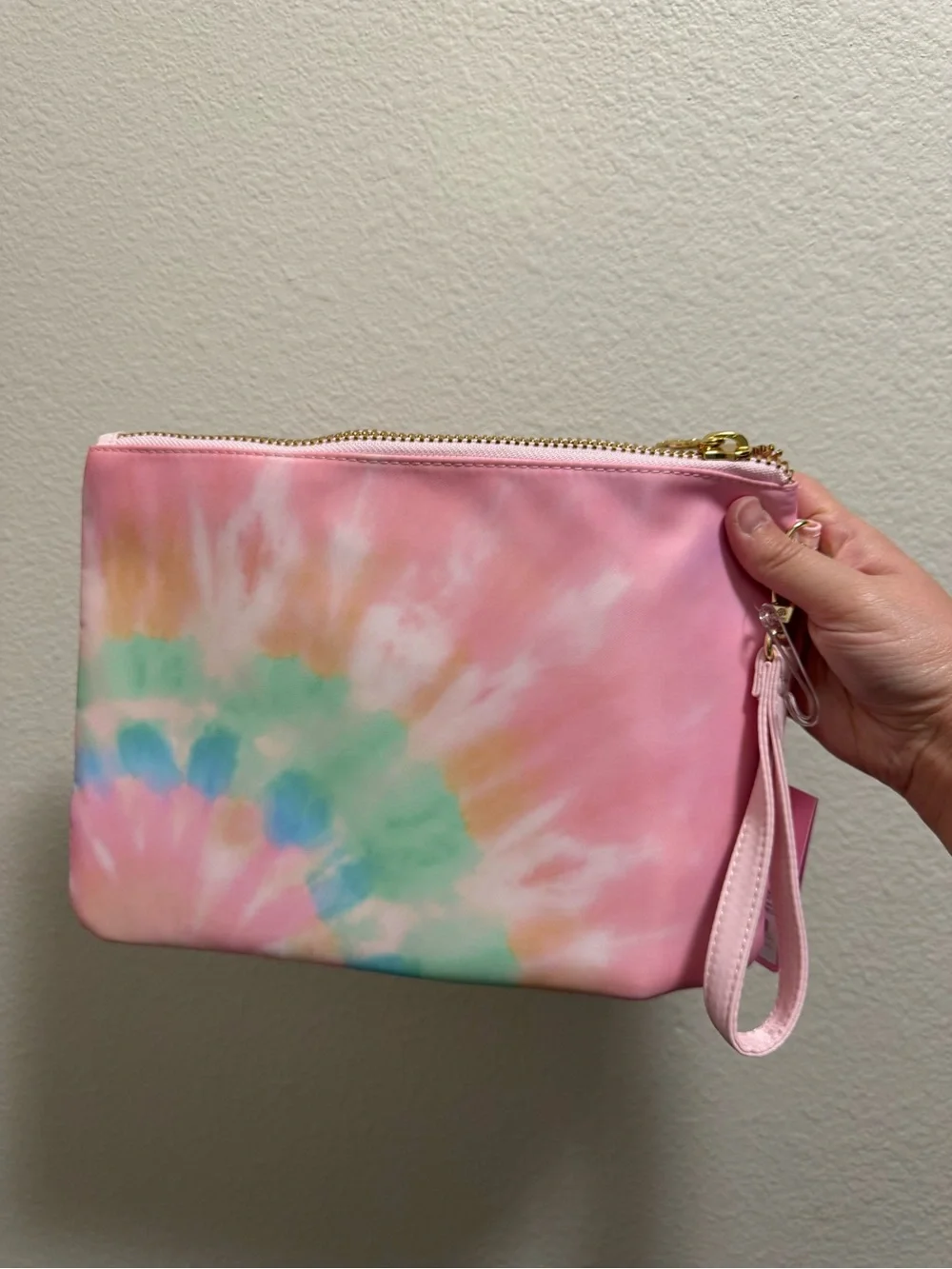 Stoney Clover Lane Pink Tie-Dye Wristlet Pouch with Pastel Accents